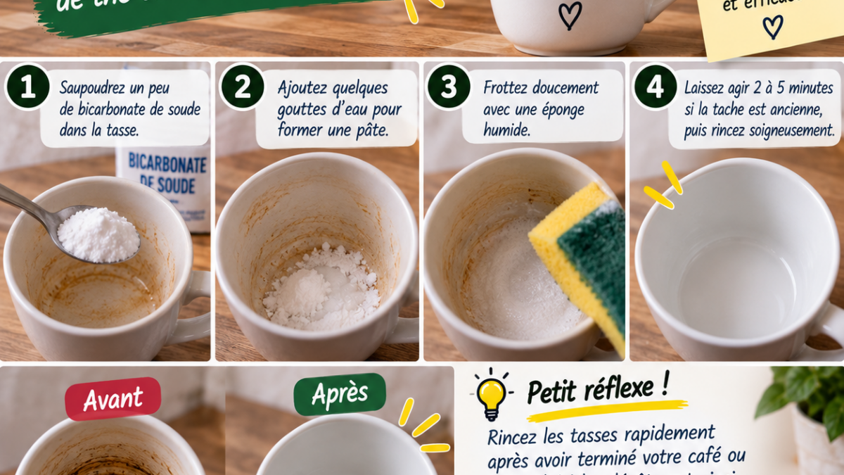 Enlever les taches de thé ou de café des tasses ☕✨